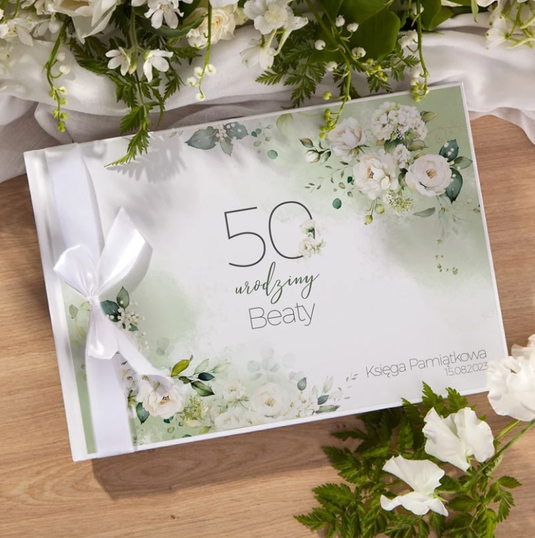 Księga pamiątkowa na 50 urodziny białe róże